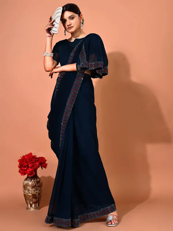 Leelavati_Embellished_Bollywood_Chiffon_Saree_Dark_Blue