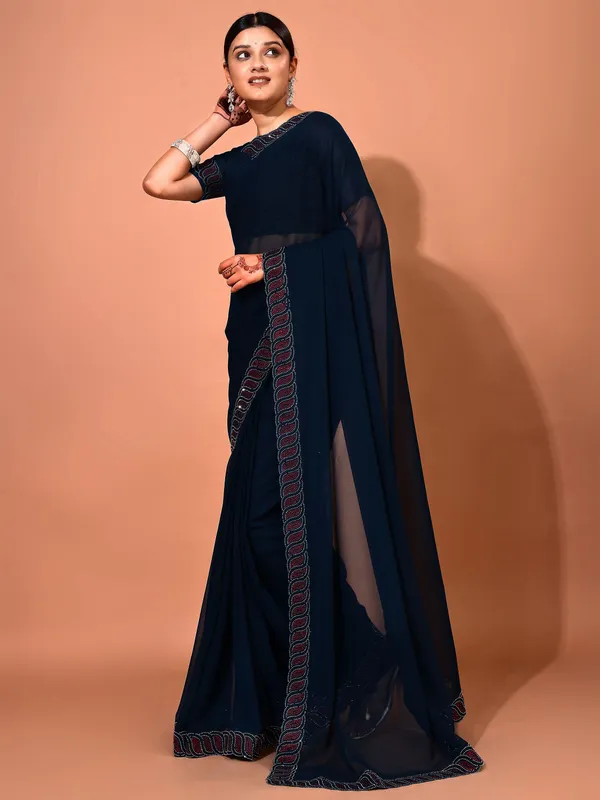 Leelavati_Embellished_Bollywood_Chiffon_Saree_Dark_Blue