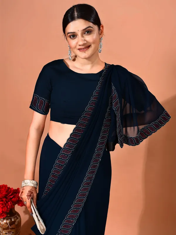 Leelavati_Embellished_Bollywood_Chiffon_Saree_Dark_Blue