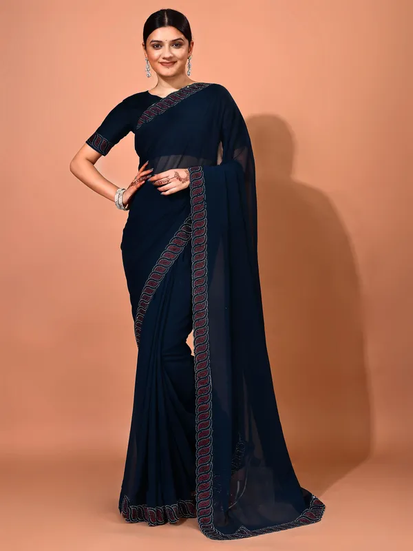 Leelavati_Embellished_Bollywood_Chiffon_Saree_Dark_Blue