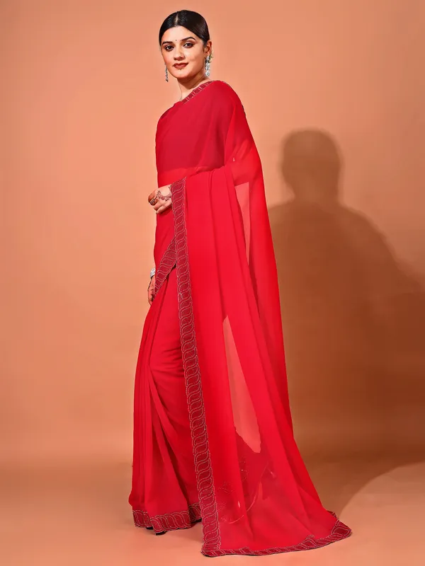 Leelavati_Embellished_Bollywood_Chiffon_Saree_Red