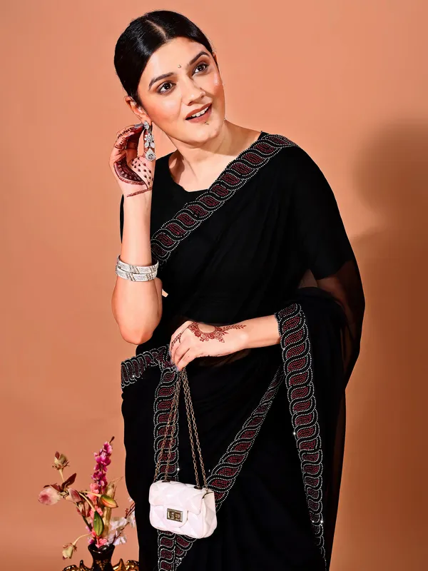 Leelavati_Embellished_Bollywood_Chiffon_Saree_Black