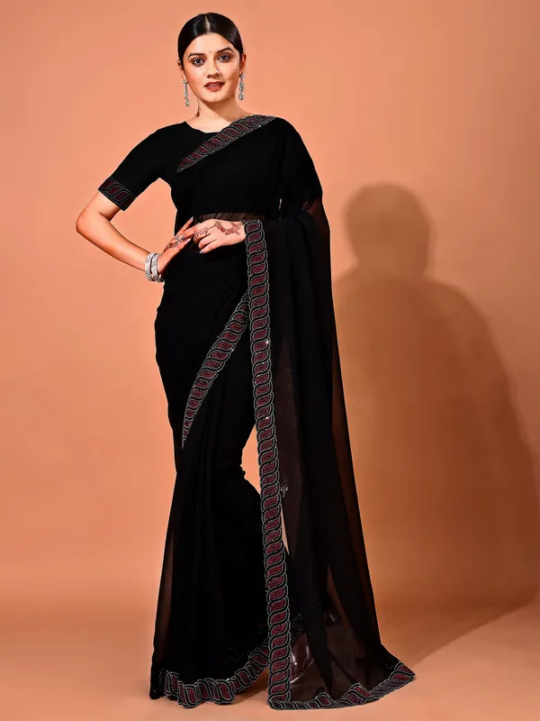 Leelavati_Embellished_Bollywood_Chiffon_Saree_Black