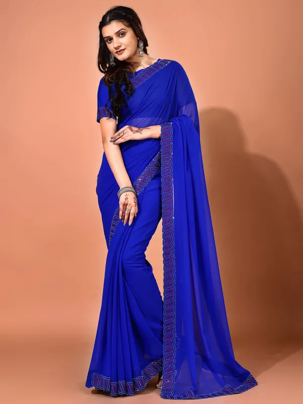 Leelavati_Embellished_Bollywood_Chiffon_Saree_Blue