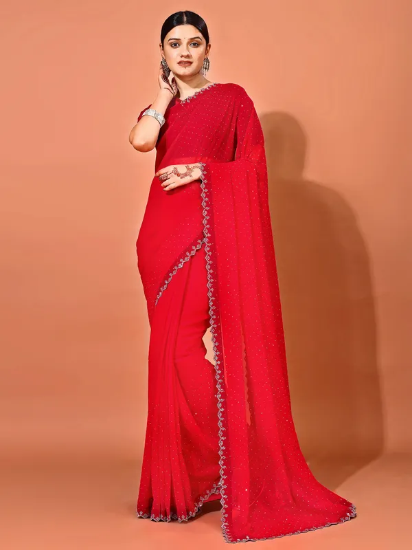 Leelavati_Embellished_Bollywood_Chiffon_Saree_Red