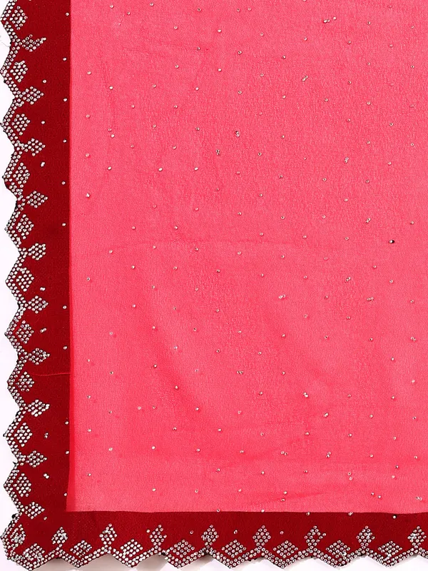 Leelavati_Embellished_Bollywood_Chiffon_Saree_Red