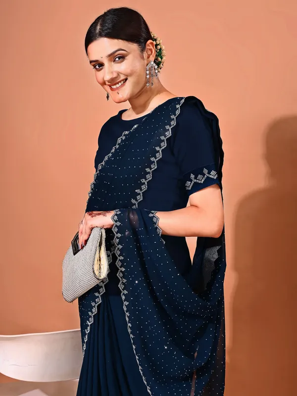 Leelavati_Embellished_Bollywood_Chiffon_Saree_Dark_Blue