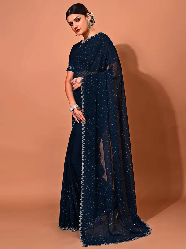 Leelavati_Embellished_Bollywood_Chiffon_Saree_Dark_Blue
