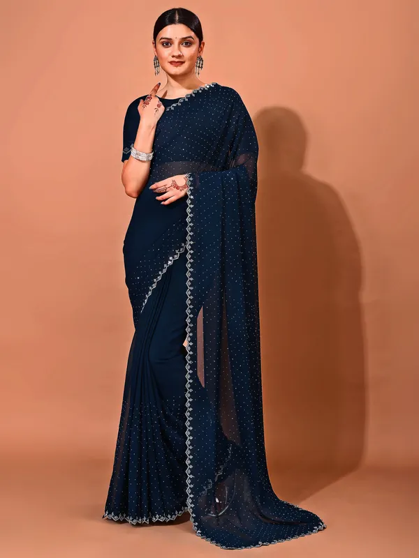 Leelavati_Embellished_Bollywood_Chiffon_Saree_Dark_Blue
