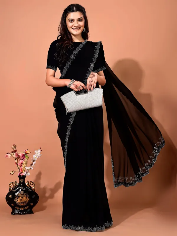 Leelavati_Embellished_Bollywood_Chiffon_Saree_Black