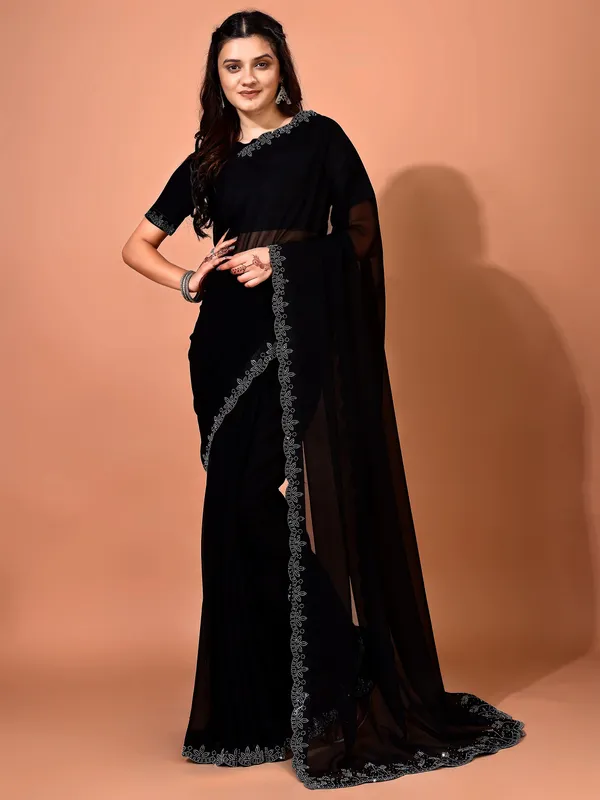 Leelavati_Embellished_Bollywood_Chiffon_Saree_Black