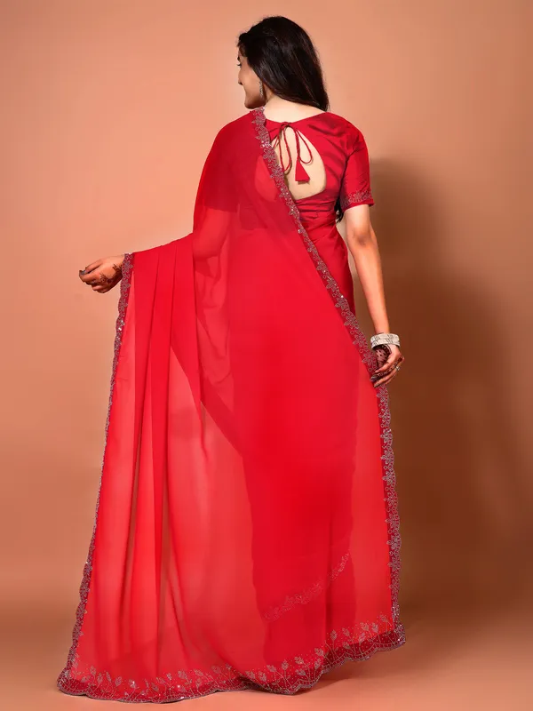Leelavati_Embellished_Bollywood_Chiffon_Saree_Red