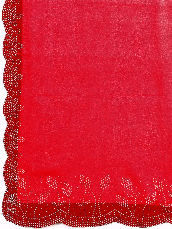 Leelavati_Embellished_Bollywood_Chiffon_Saree_Red