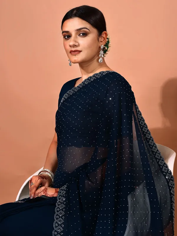Leelavati_Embellished_Bollywood_Chiffon_Saree_Dark_Blue