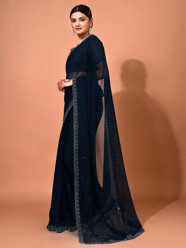 Leelavati_Embellished_Bollywood_Chiffon_Saree_Dark_Blue