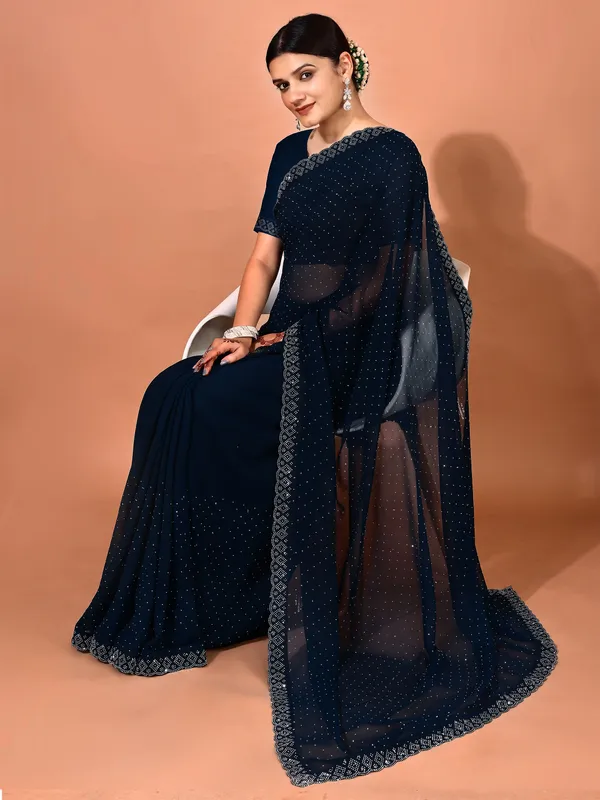 Leelavati_Embellished_Bollywood_Chiffon_Saree_Dark_Blue