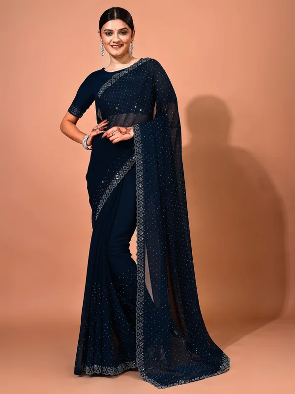 Leelavati_Embellished_Bollywood_Chiffon_Saree_Dark_Blue