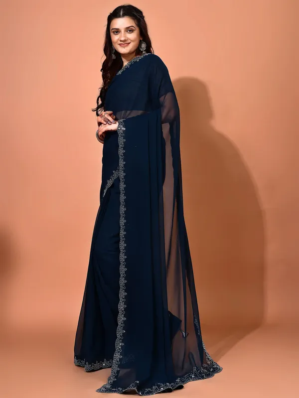 Leelavati_Embellished_Bollywood_Chiffon_Saree_Dark_Blue
