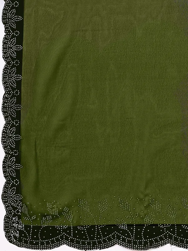 Leelavati_Embellished_Bollywood_Chiffon_Saree_Dark_Green
