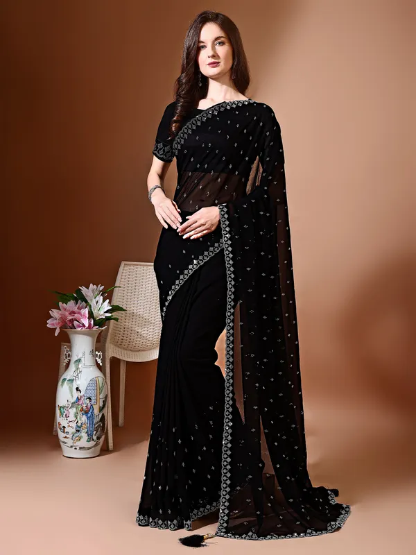 Leelavati_Embellished_Bollywood_Chiffon_Saree_Black
