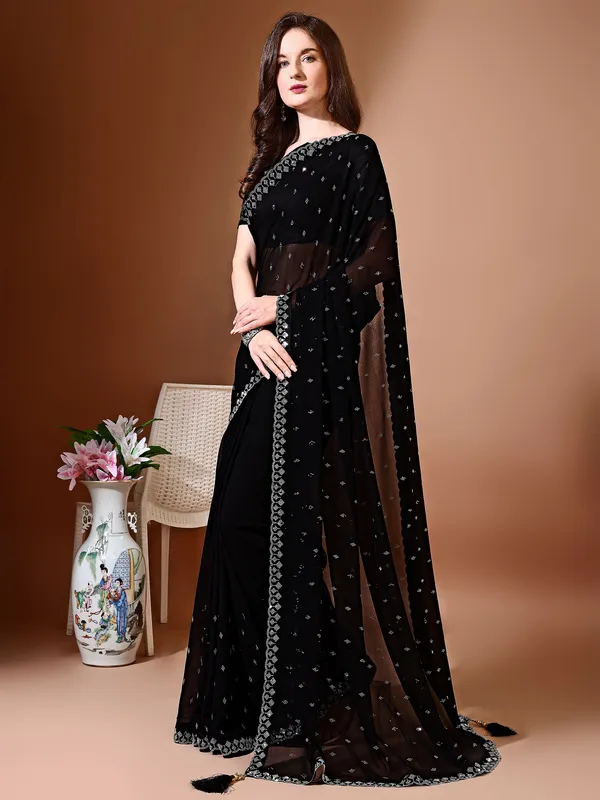 Leelavati_Embellished_Bollywood_Chiffon_Saree_Black