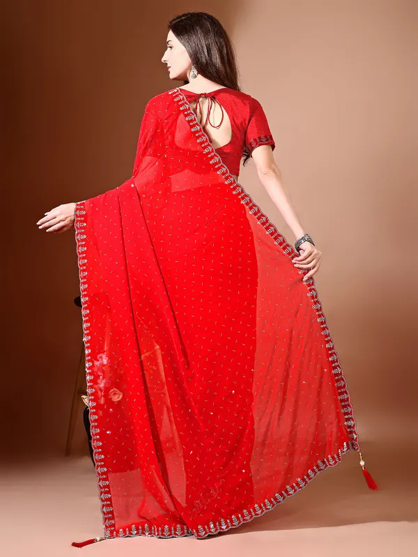 Leelavati_Embellished_Bollywood_Chiffon_Saree_Red