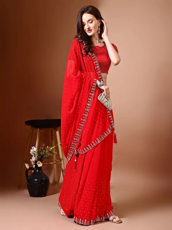Leelavati_Embellished_Bollywood_Chiffon_Saree_Red