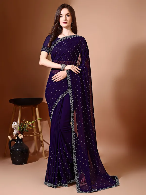 Leelavati_Embellished_Bollywood_Chiffon_Saree_Purple