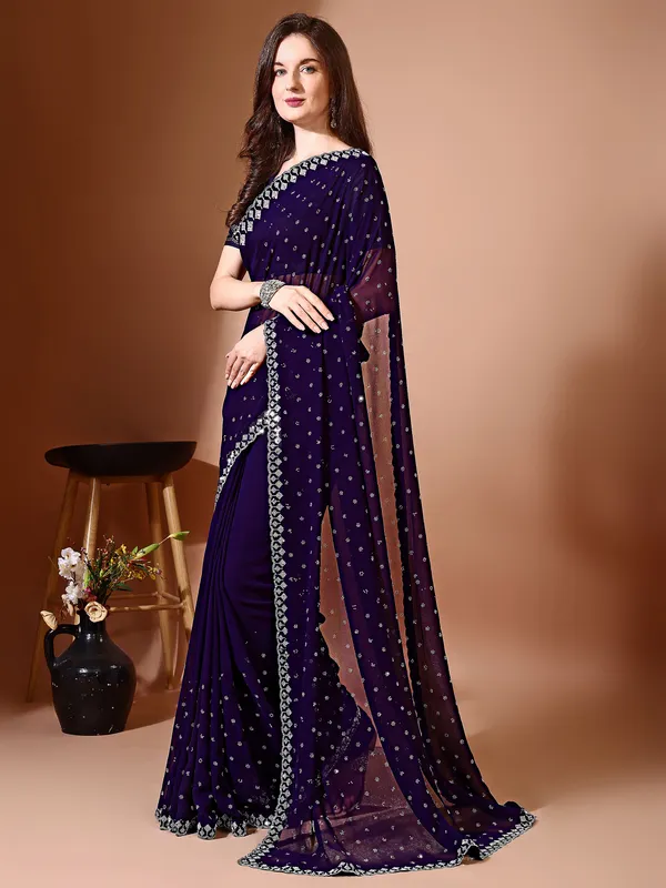 Leelavati_Embellished_Bollywood_Chiffon_Saree_Purple