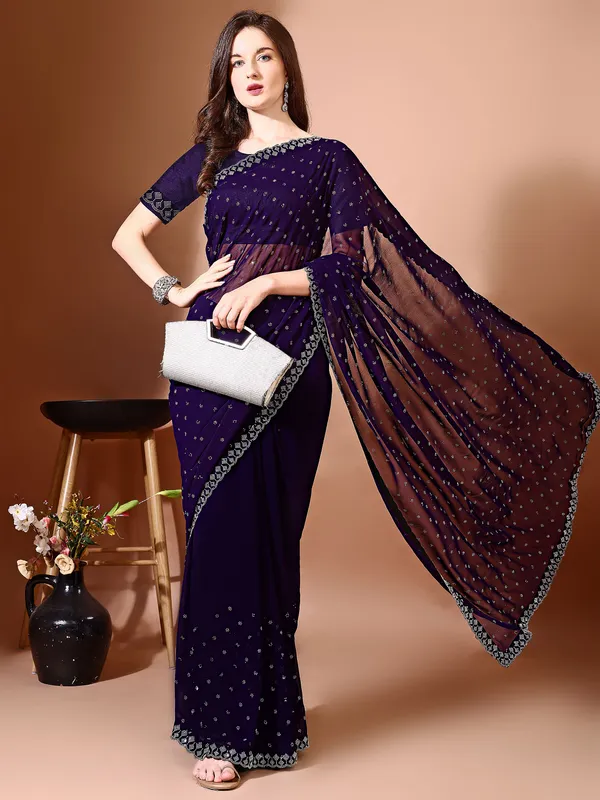 Leelavati_Embellished_Bollywood_Chiffon_Saree_Purple