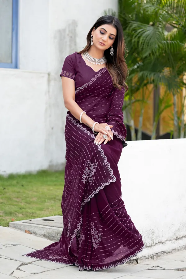 Leelavati_Embellished_Bollywood_Chiffon_Saree_Maroon