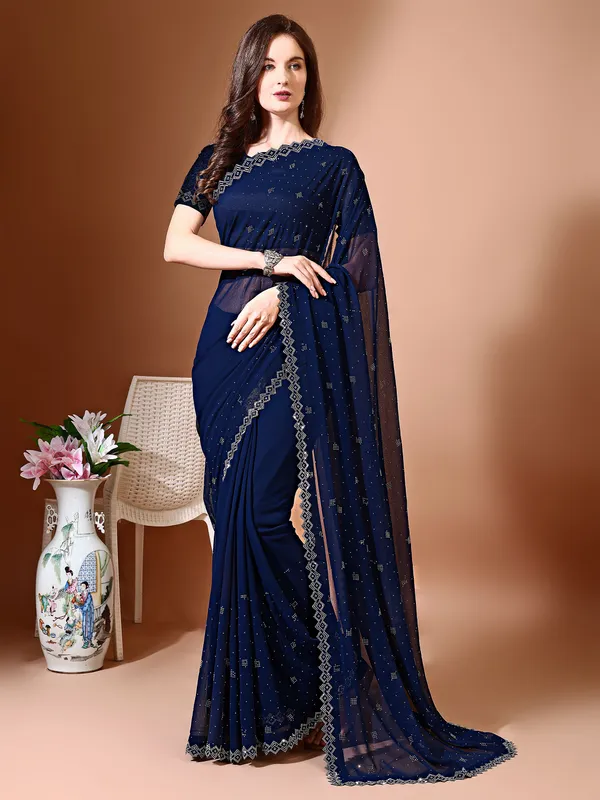 Leelavati_Embellished_Bollywood_Chiffon_Saree_Dark_Blue