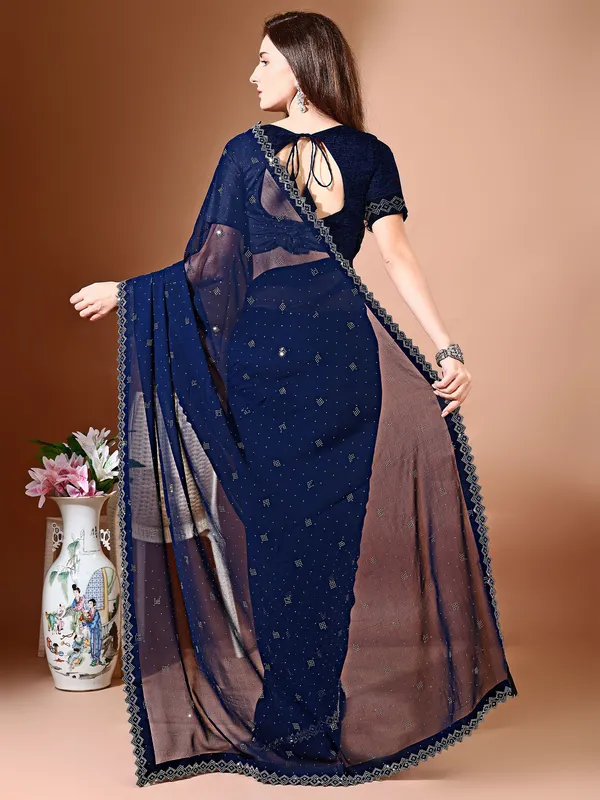 Leelavati_Embellished_Bollywood_Chiffon_Saree_Dark_Blue