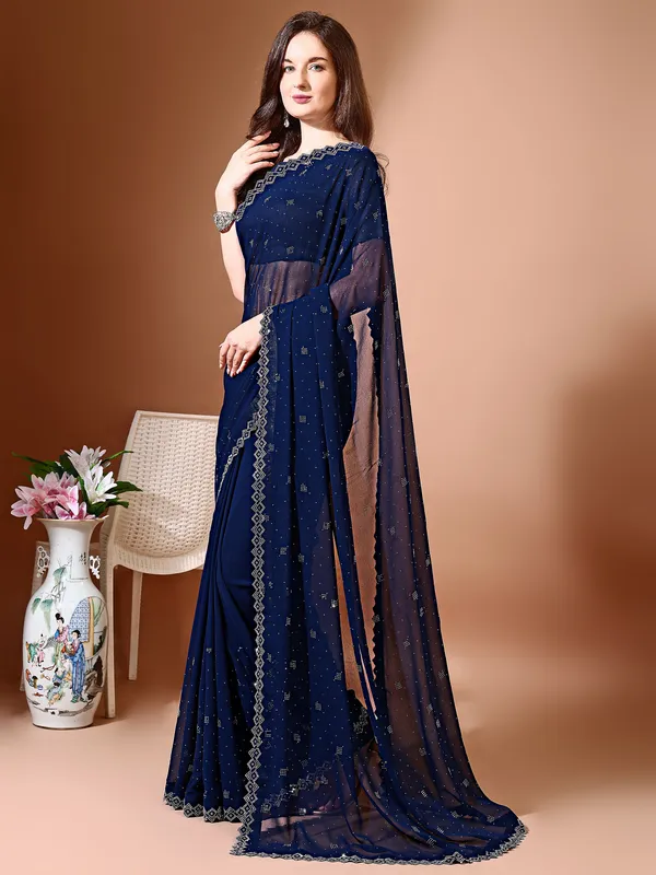 Leelavati_Embellished_Bollywood_Chiffon_Saree_Dark_Blue