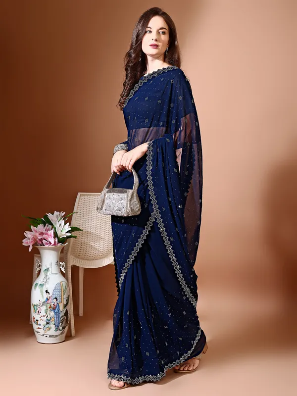 Leelavati_Embellished_Bollywood_Chiffon_Saree_Dark_Blue