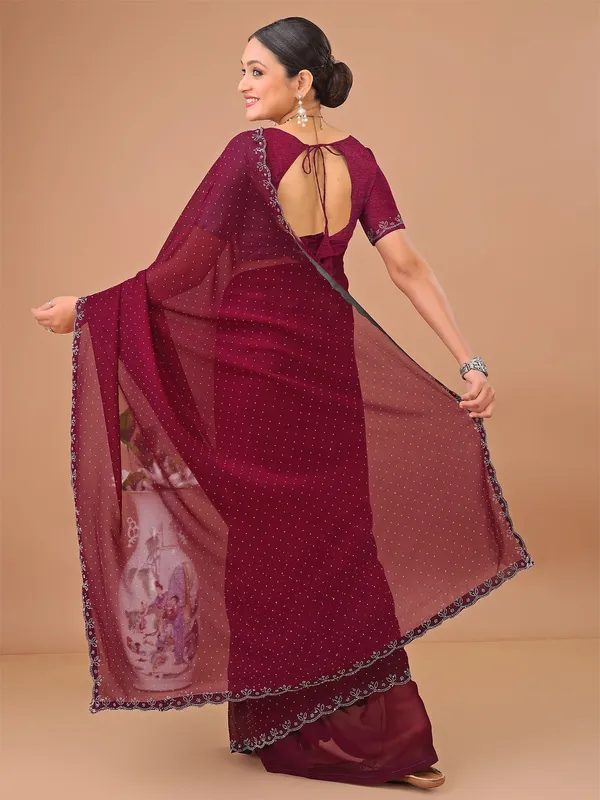 Leelavati_Embellished_Bollywood_Chiffon_Saree_Maroon