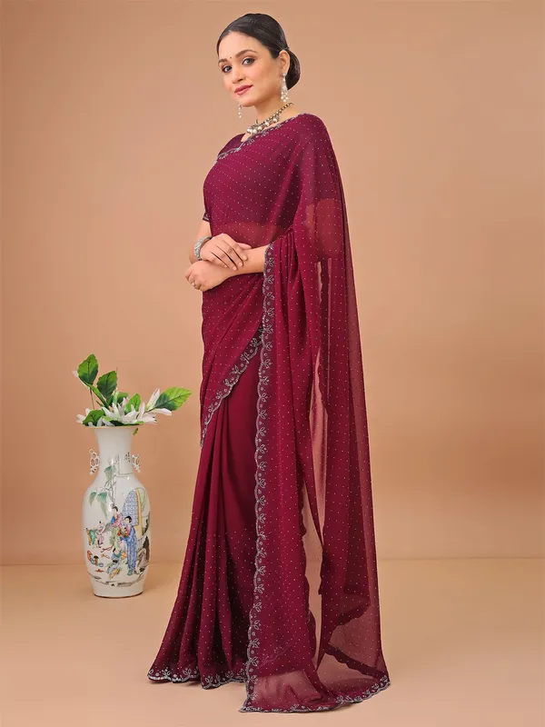 Leelavati_Embellished_Bollywood_Chiffon_Saree_Maroon