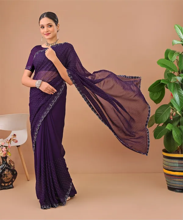 Leelavati_Embellished_Bollywood_Chiffon_Saree_Purple