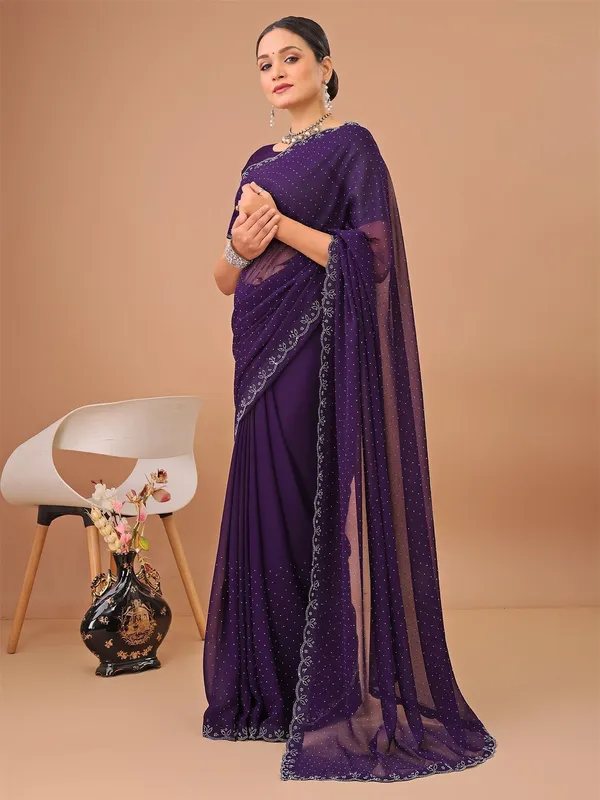 Leelavati_Embellished_Bollywood_Chiffon_Saree_Purple