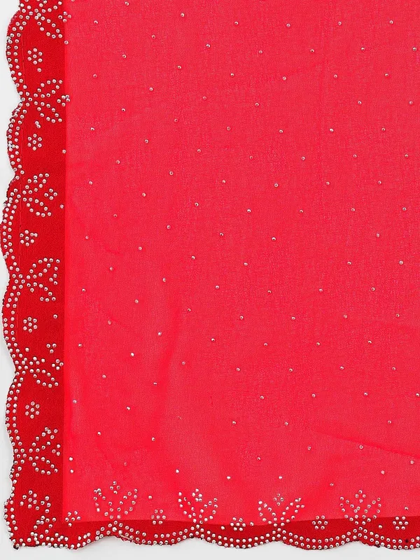 Leelavati_Embellished_Bollywood_Chiffon_Saree_Red