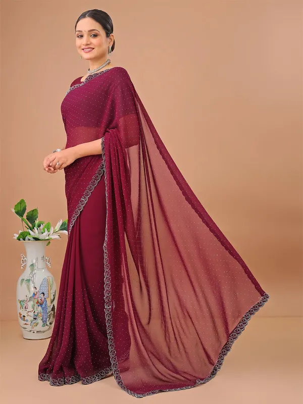 Leelavati_Embellished_Bollywood_Chiffon_Saree_Maroon
