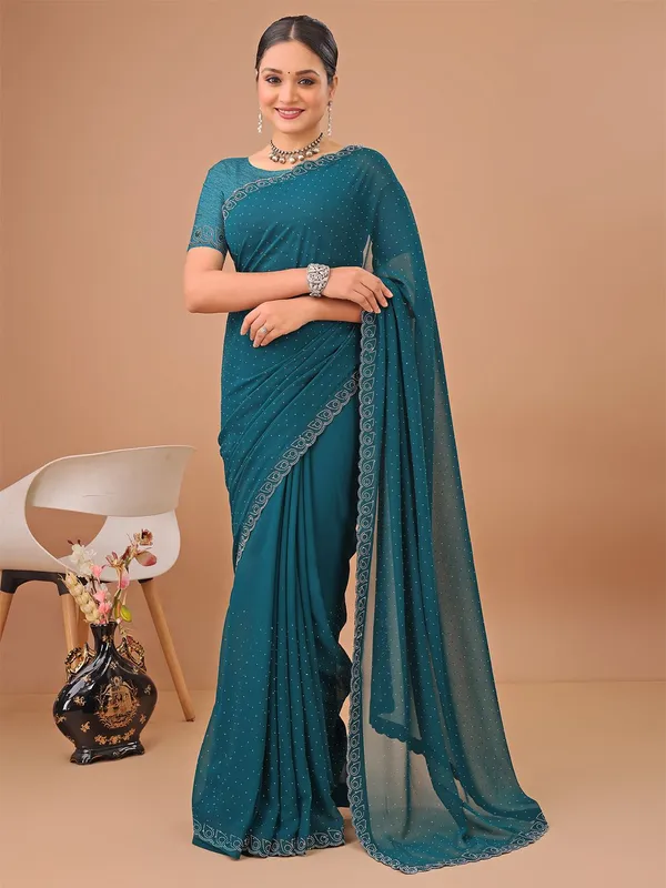 Leelavati_Embellished_Bollywood_Chiffon_Saree_Light_Blue