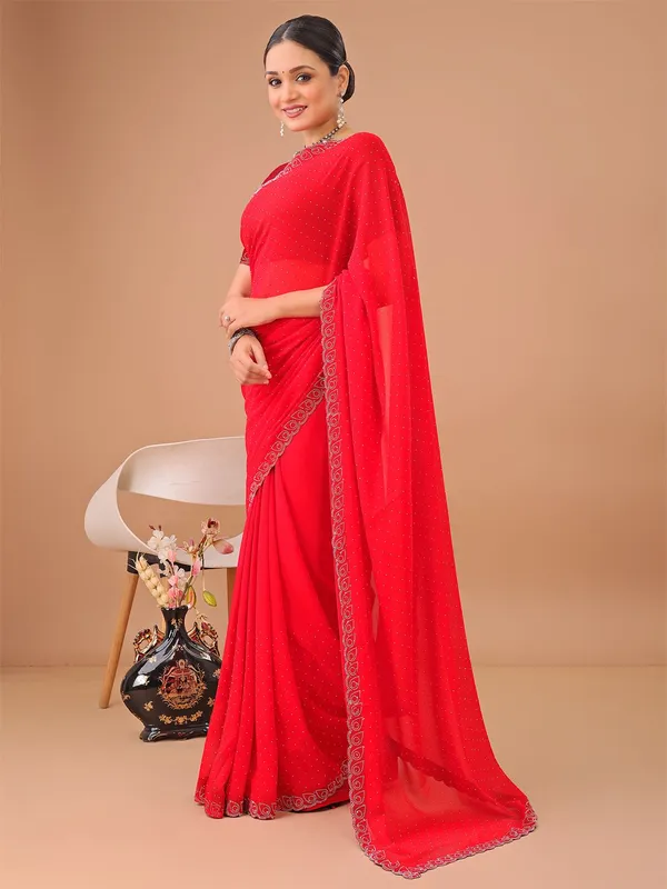 Leelavati_Embellished_Bollywood_Chiffon_Saree_Red
