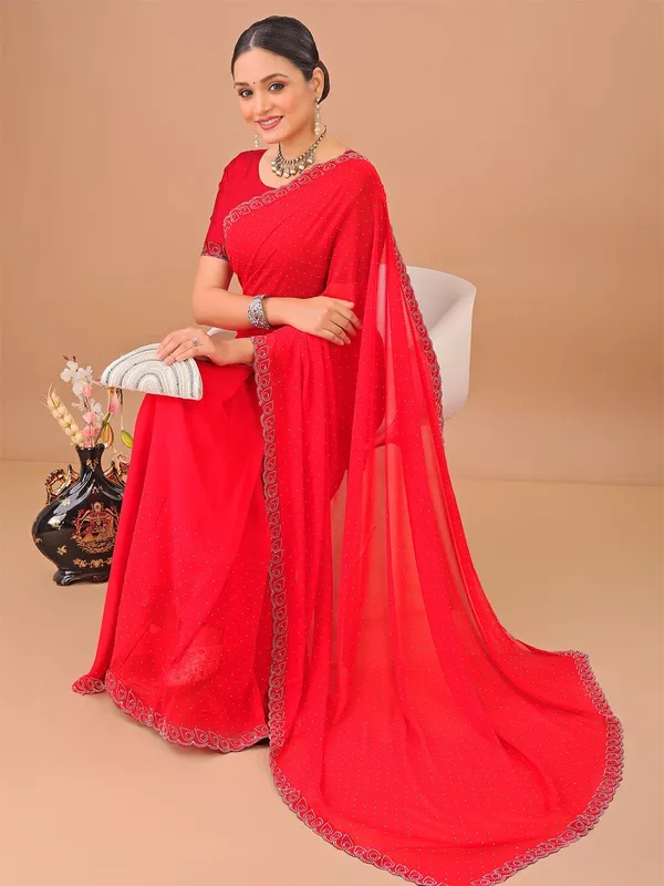 Leelavati_Embellished_Bollywood_Chiffon_Saree_Red