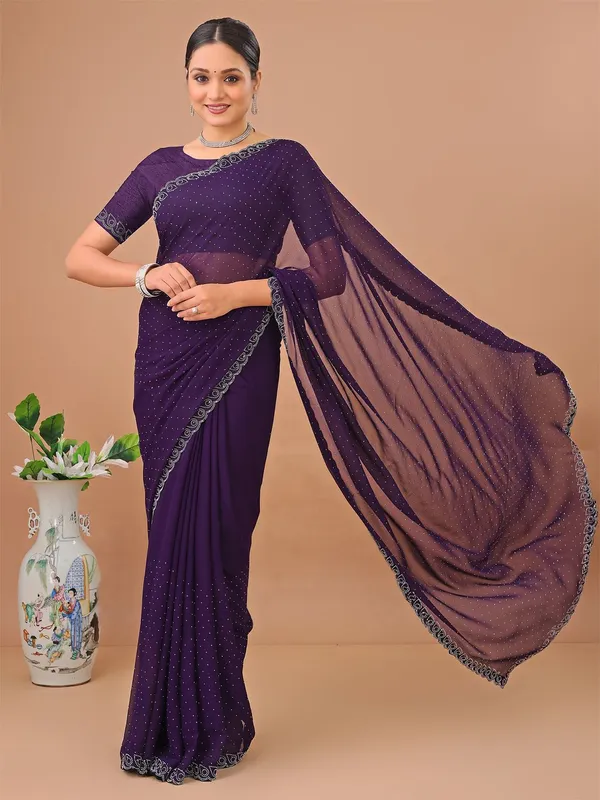 Leelavati_Embellished_Bollywood_Chiffon_Saree_Purple