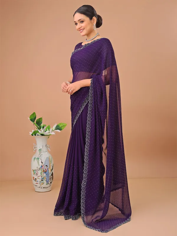 Leelavati_Embellished_Bollywood_Chiffon_Saree_Purple