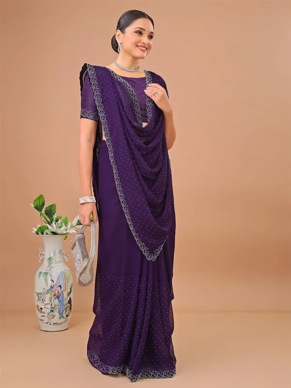 Leelavati_Embellished_Bollywood_Chiffon_Saree_Purple