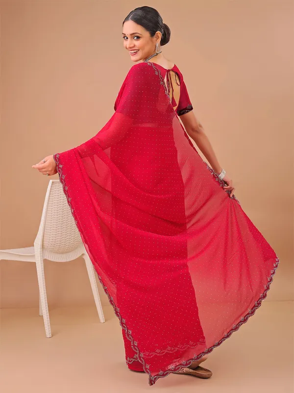 Leelavati_Embellished_Bollywood_Chiffon_Saree_Red