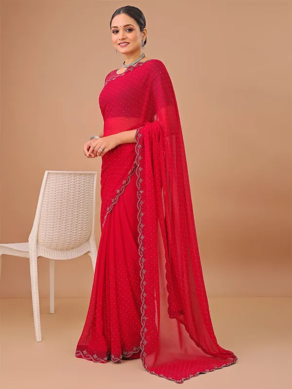 Leelavati_Embellished_Bollywood_Chiffon_Saree_Red