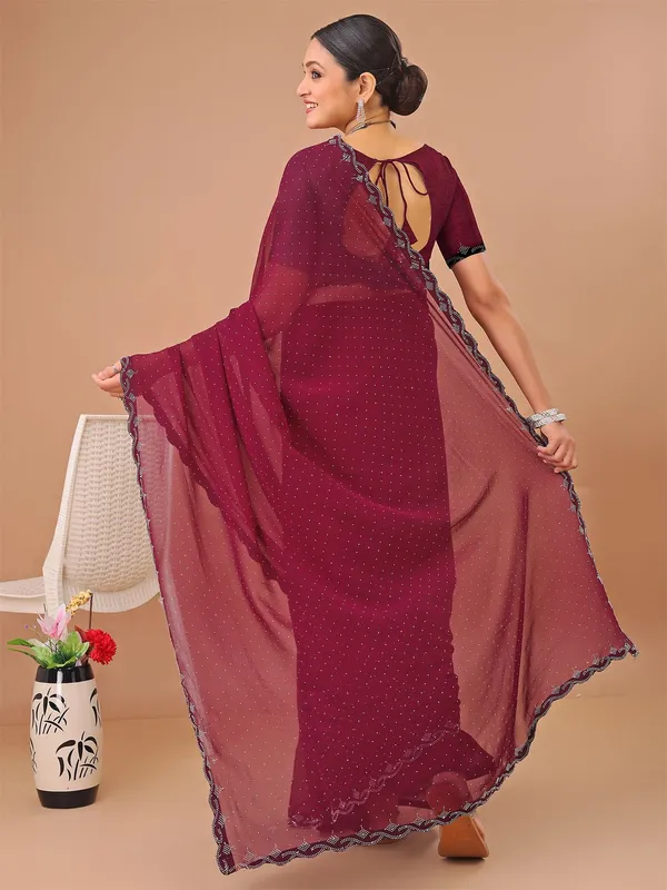 Leelavati_Embellished_Bollywood_Chiffon_Saree_Maroon
